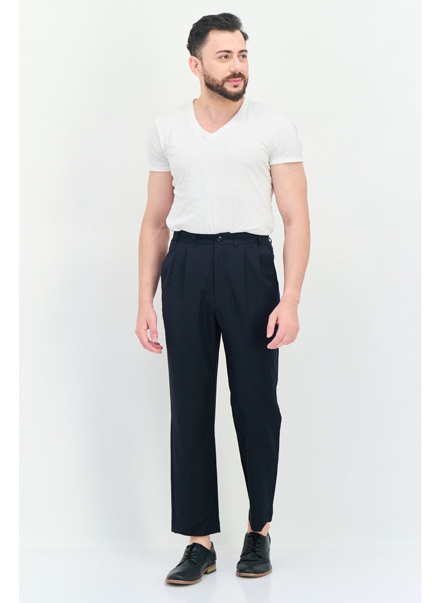 Selected Homme Men Tapered Fit Solid Dress Pants, Navy  - Image 4