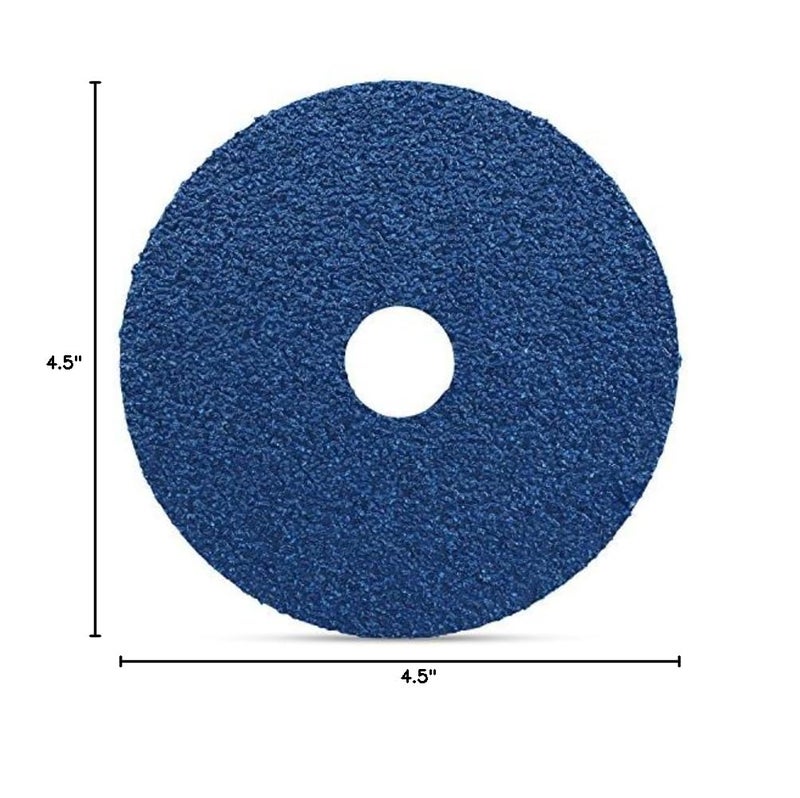 Zirconia Resin Fiber Sanding and Grinding Discs, 4.5” x 7/8”, 24 Grit - 25 Pack