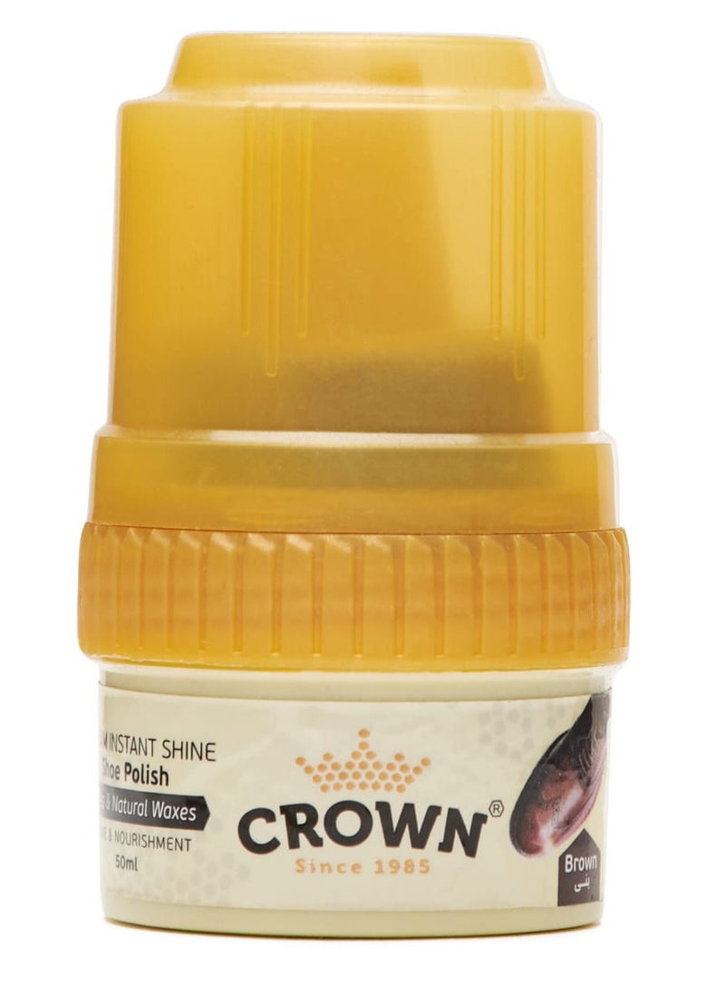 Crown - Crown Shoe Polish Colour Brown Bees & Waxes - Shine & Nourishment - Polish Cream Self Shinig 50 ml - Image 1