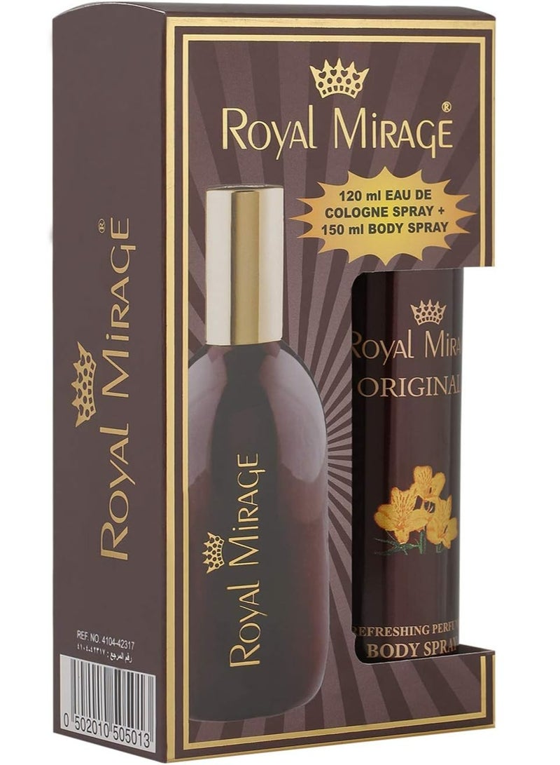 ROYAL MIRAGE Original For Unisex Eau De Toilette Perfume 120 ML + Body Spray 150 ML Combo Pack - Image 1