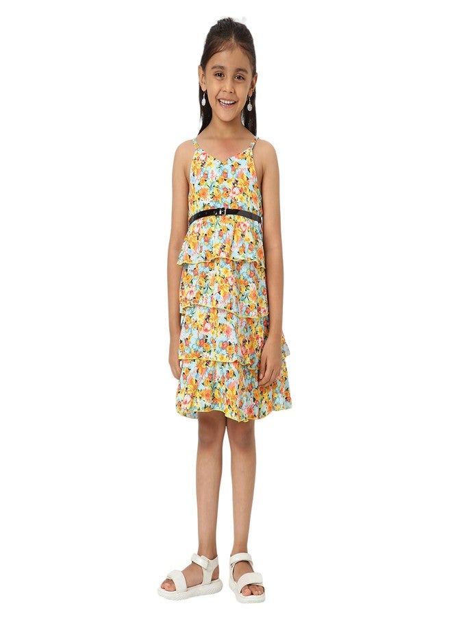 Nautinati Girls Strap Sleeve Casual Dress | Age 3-8 Years Multicolour - Image 1