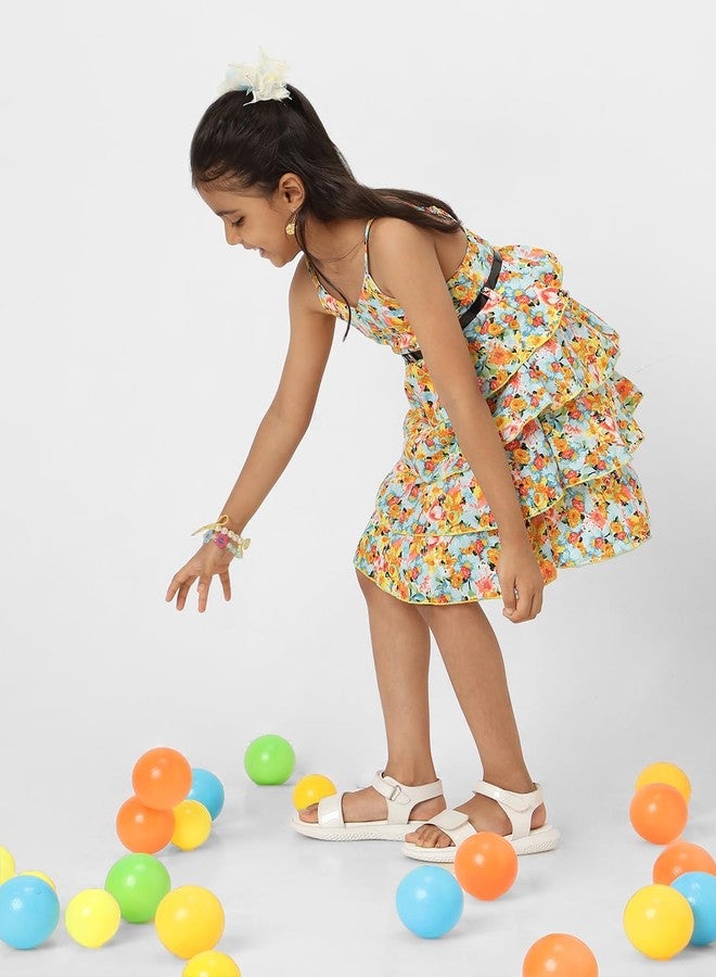 Nautinati Girls Strap Sleeve Casual Dress | Age 3-8 Years Multicolour - Image 3