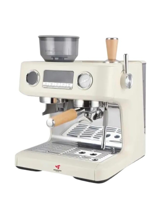MEBASHI Espresso Coffee Machine with Coffee Grinder, 20 Bar Pressure Pump, LCD Screen, 8 Display Modules (ME-CCM2058) (White) - Image 1