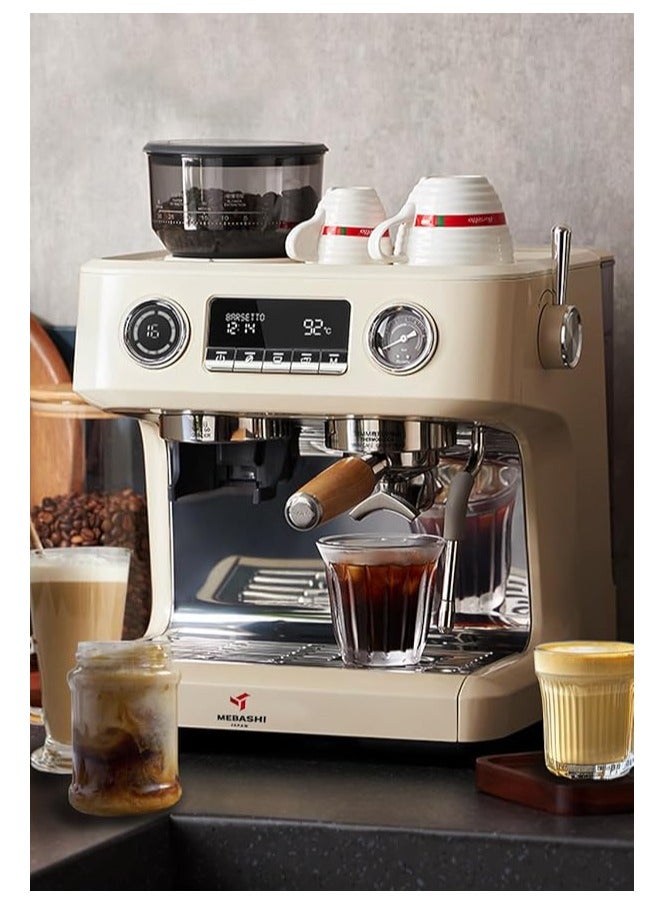 MEBASHI Espresso Coffee Machine with Coffee Grinder, 20 Bar Pressure Pump, LCD Screen, 8 Display Modules (ME-CCM2058) (White) - Image 5