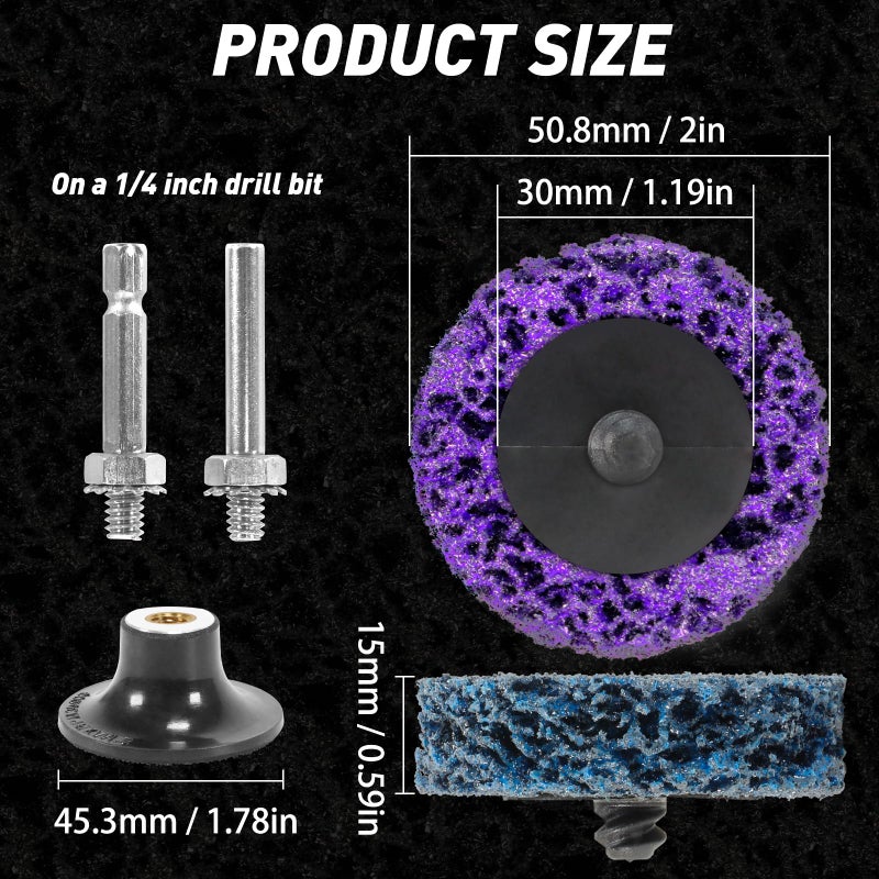 Pukamam 33 Pcs Diamond Sanding Discs Set, 2" Quick Change Easy Strip Wheels for Drill Die Grinder Accessories, Paint Remover Tool for Rust, Oxidation, Paint Removal with 1/4" Roll Lock Holder, Mix Color - Image 2