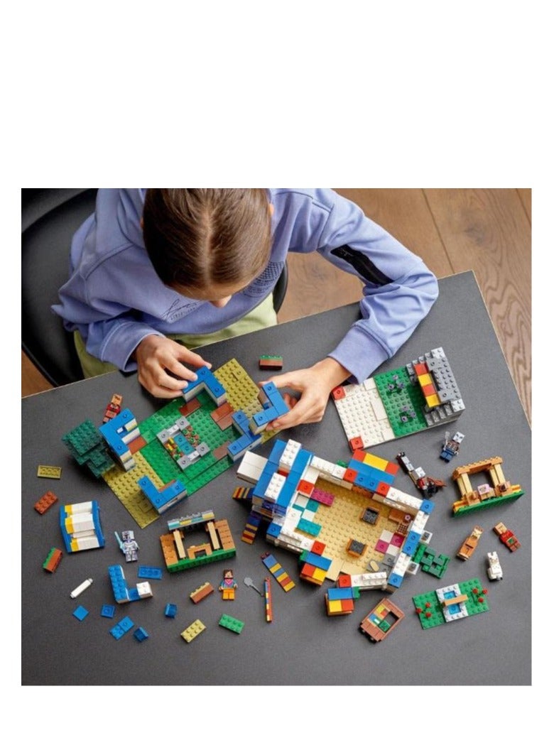 MINECRAFT مجموعة بناء لعبة بيت المزرعة من ماينكرافت، قرية اللاما، فكرة هدية للأطفال والأولاد والبنات مع 6 وحدات، بالإضافة إلى شخصيات القرويين والحيوانات - Image 3