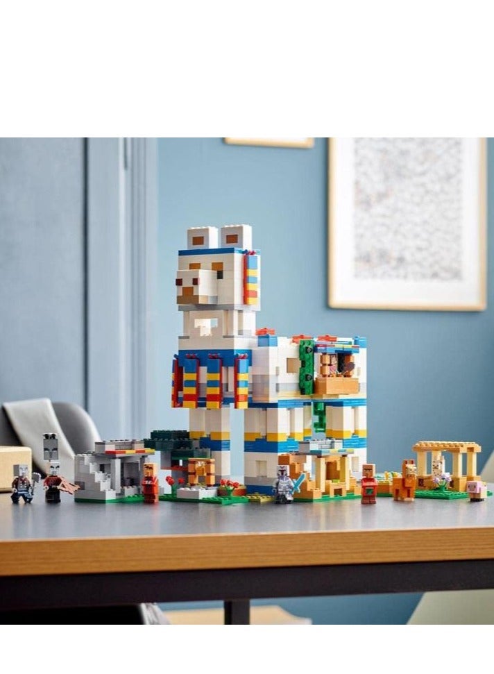 MINECRAFT مجموعة بناء لعبة بيت المزرعة من ماينكرافت، قرية اللاما، فكرة هدية للأطفال والأولاد والبنات مع 6 وحدات، بالإضافة إلى شخصيات القرويين والحيوانات - Image 4