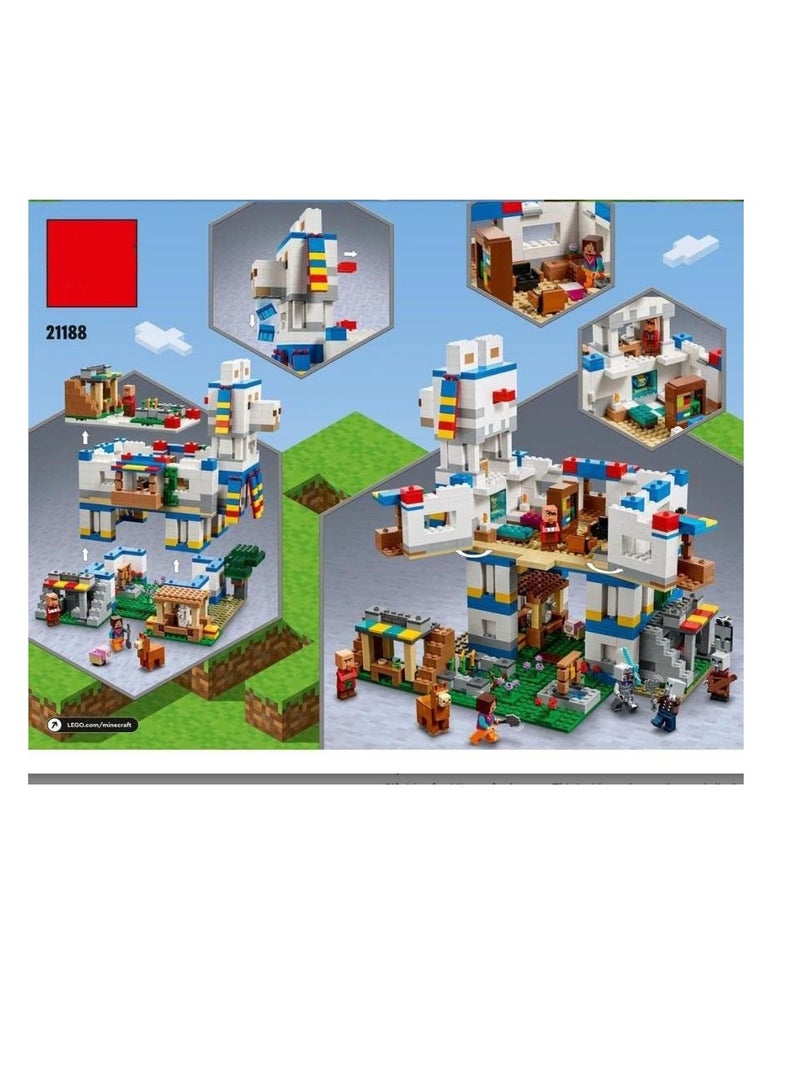 MINECRAFT مجموعة بناء لعبة بيت المزرعة من ماينكرافت، قرية اللاما، فكرة هدية للأطفال والأولاد والبنات مع 6 وحدات، بالإضافة إلى شخصيات القرويين والحيوانات - Image 5
