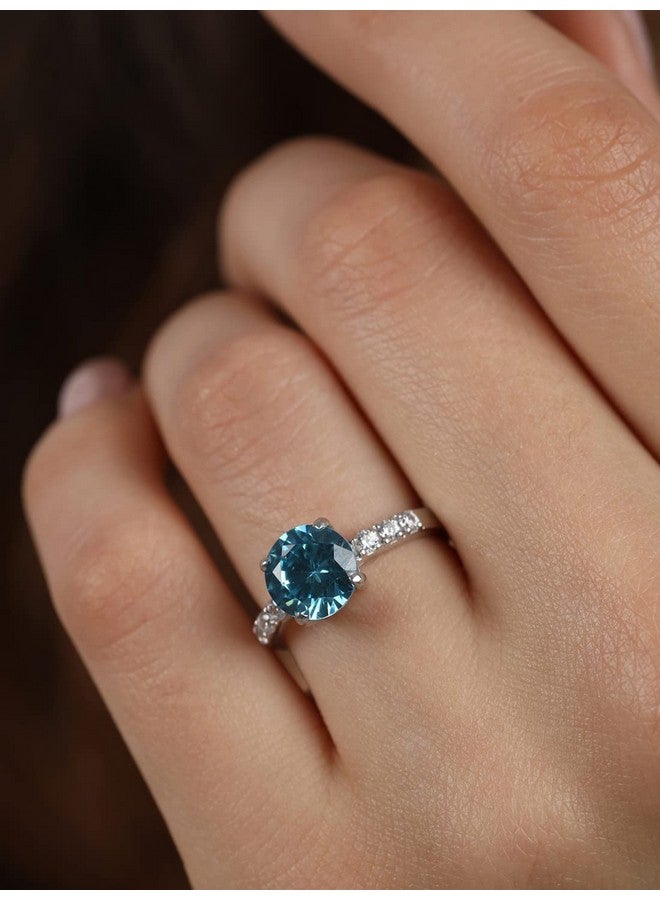 CLARA 925 Sterling Silver Sky Blue Eye Ring with Adjustable Band | Rhodium Plated, Swiss Zirconia | Gift for Women & Girls - Image 4