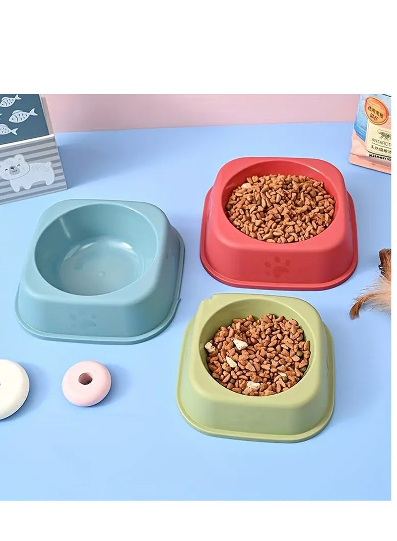 Plastic Cat Food Bowl - Anti-Tip Cat Meal Plate with Cool Colors, Water & Rice Basin for Pets Medium - Image 4