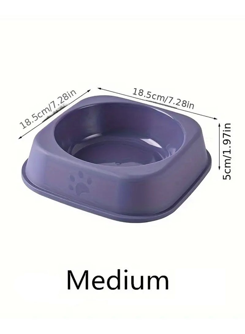 Plastic Cat Food Bowl - Anti-Tip Cat Meal Plate with Cool Colors, Water & Rice Basin for Pets Medium - Image 2