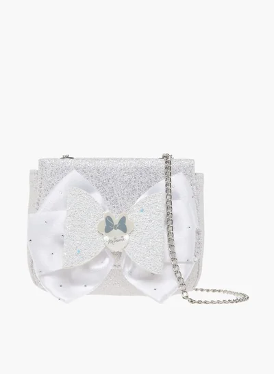 Disney Girls Textured Bow Detail Crossbody Bag With Button Closure