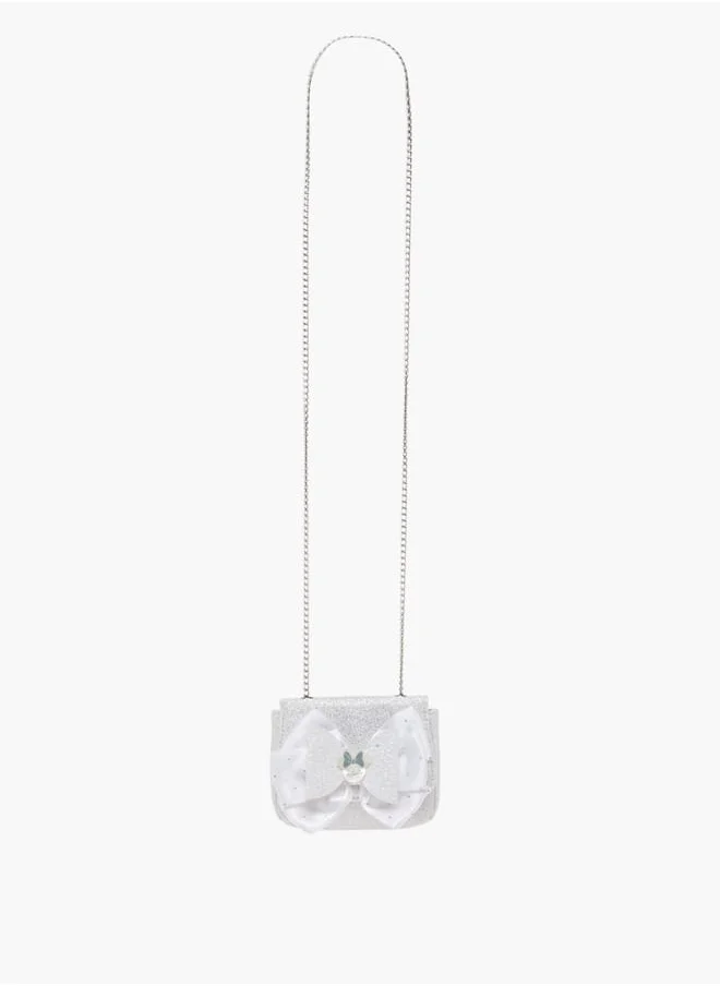 Disney Girls Textured Bow Detail Crossbody Bag With Button Closure Ramadan Collection