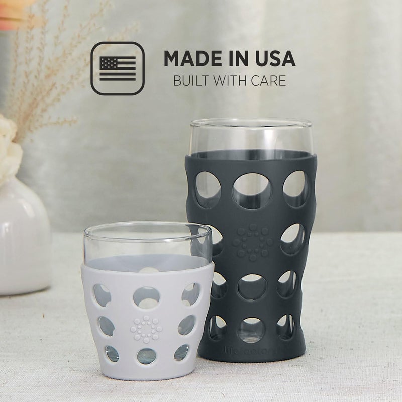 Lifefactory 10-Ounce Beverage Glasses with Protective Silicone Sleeves, 4-Pack, Stone Gray - Image 4