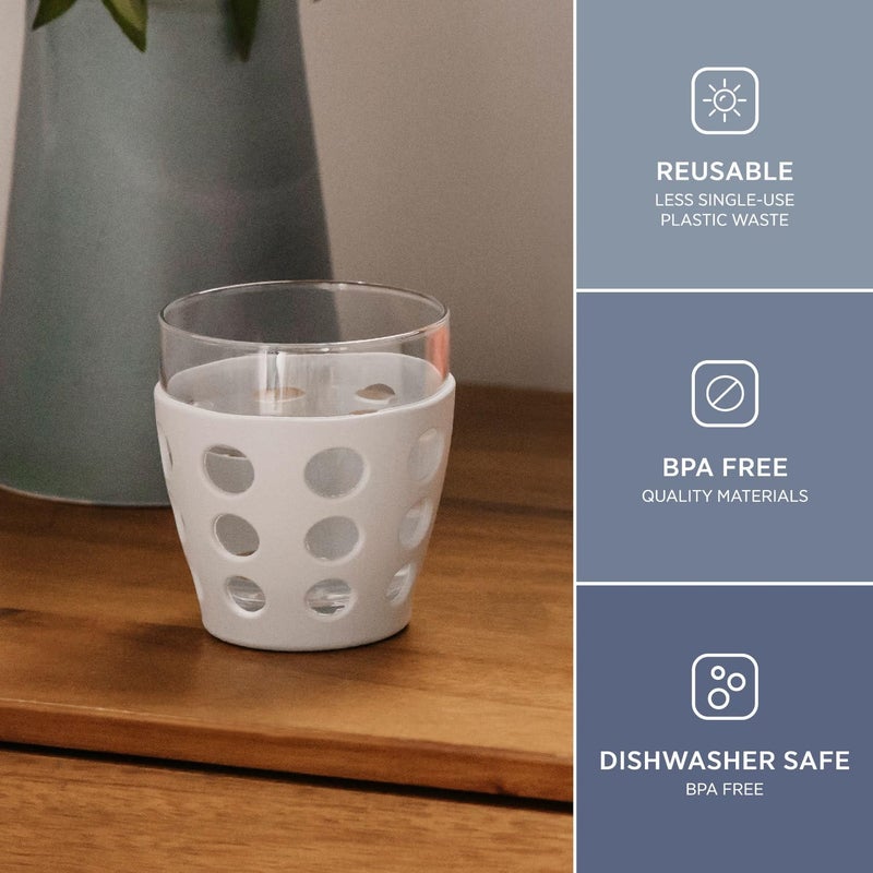 Lifefactory 10-Ounce Beverage Glasses with Protective Silicone Sleeves, 4-Pack, Stone Gray - Image 2