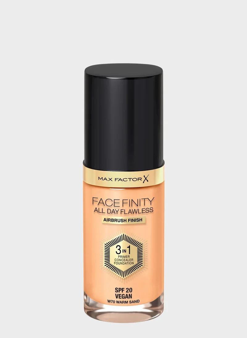 Max Factor Max Factor Facefinity All Day Flawless 3 in 1 Foundation – W70 – Warm Sand, 30ml