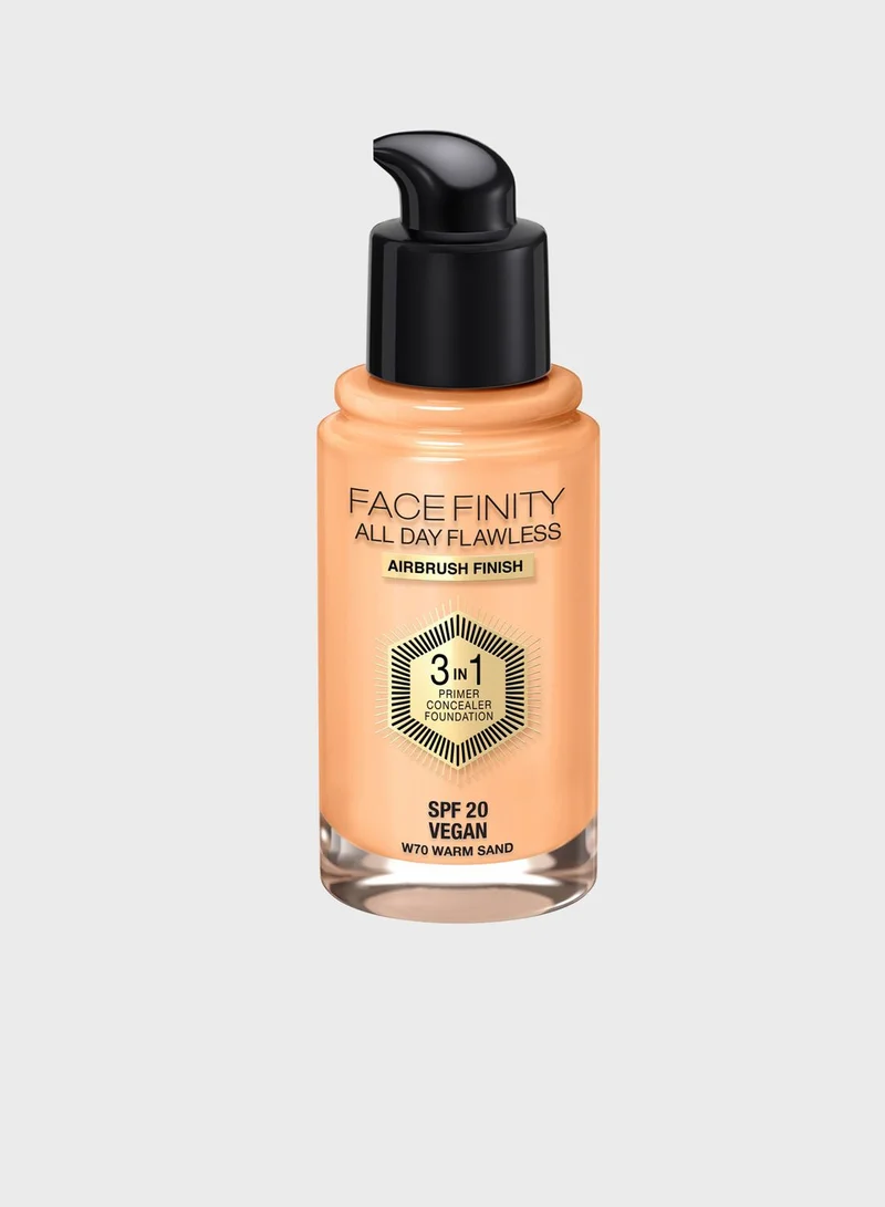 Max Factor Max Factor Facefinity All Day Flawless 3 in 1 Foundation – W70 – Warm Sand, 30ml