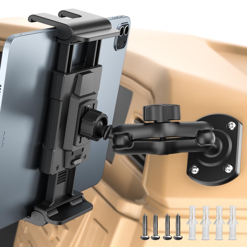 OHLPRO Tablet Holder for Car & Truck Dashboard Heavy Duty iPad Mount with Drill Base 360Â° Rotating Arm, Compatible with 5"-13" Tablets & Phones, Kindle, Ideal for Commercial Vehicles, Wall, Desk - Image 1