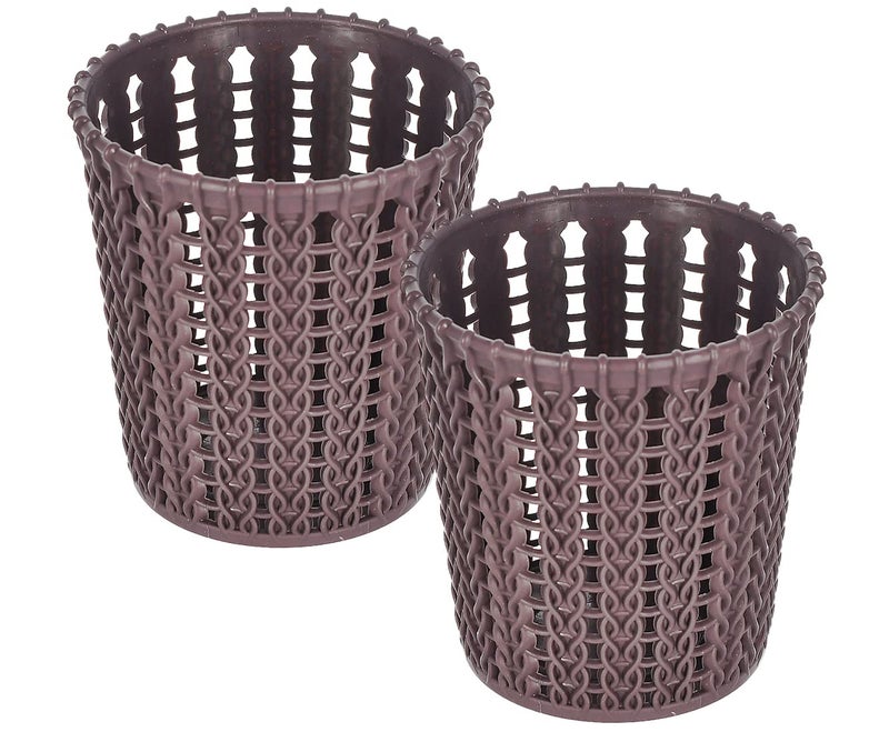 Kuber Industries Round Shape M 10 Multipurpose Plastic HolderOrganizerStand for Kitchen Bathroom Office Use Pack of 2 Brown46KKM0183 - Image 1