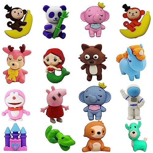 MAPLE Animal Erasers for Kids Pencil Erasers Puzzle Erasers Take Apart Erasers Stylish Mini Rubber Erasers Set for Return Gift Prizes Desk Pets Gifts Back to School Supplies for Kids Girls Boys (12) - Image 1