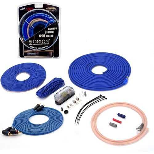 Orion Cobalt COKIT8 Complete Amp Wiring Kit | 8-Gauge Wire, 1200W, High Current Amplifier Wiring Kit, DIY Installation Cables, Includes Fuse Holder, Speaker Wire, RCA Cable - Image 1
