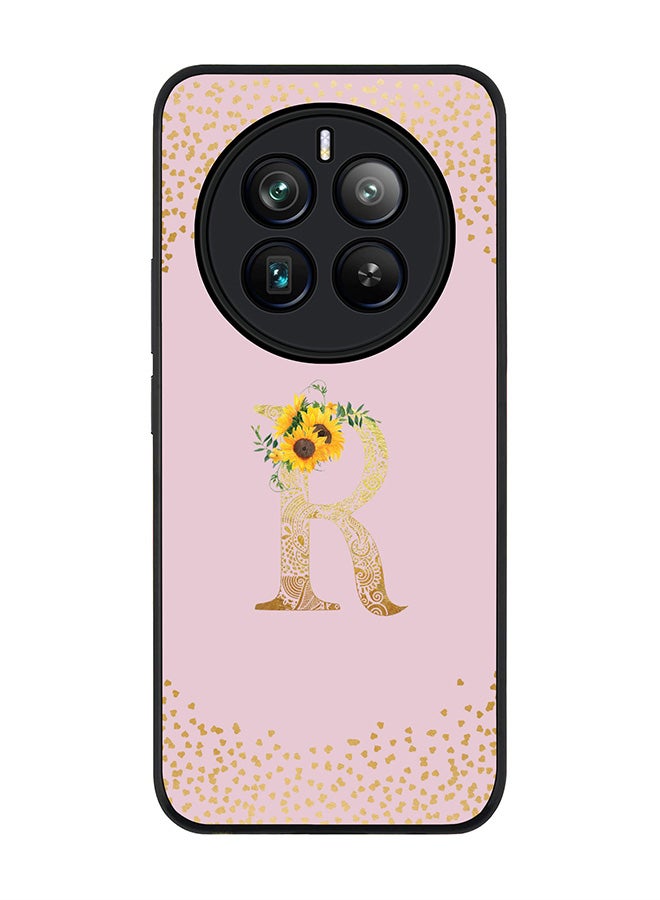 Stylizedd Rugged Black edge case for Realme 12 Pro / Realme 12 Pro Plus 5G, Custom Monogram Initial Letter Mandala Floral Pattern Alphabet-R (Pink ) - Image 1
