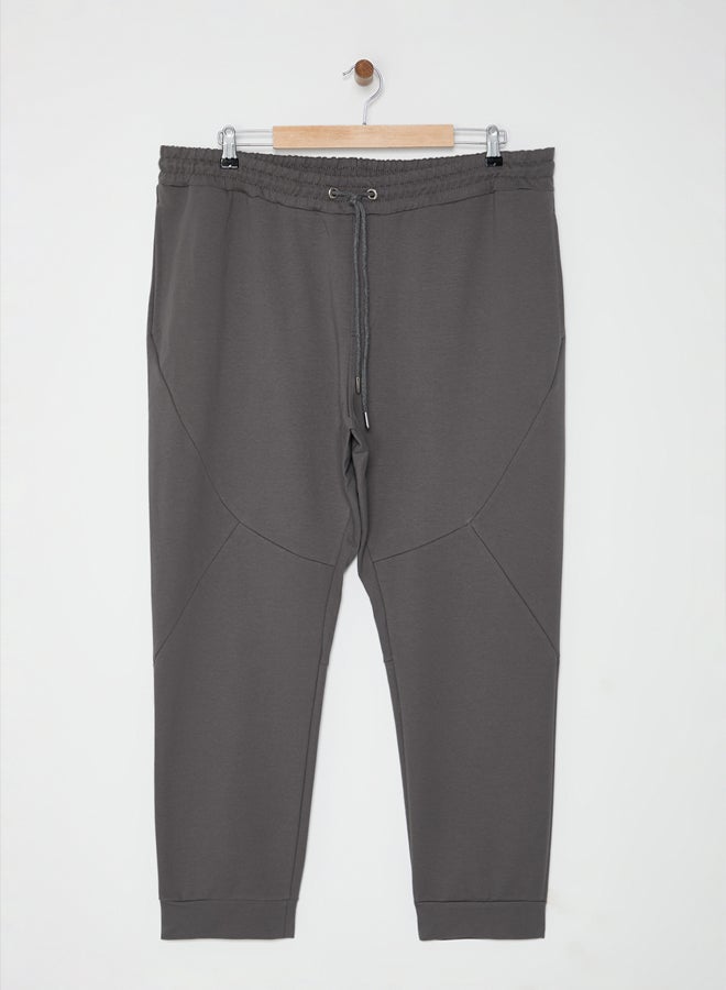 trendyol Smoked Plus Size Regular/Normal Cut Sweatpants with Stitching Detail TMNAW25AJ00009 - Image 2