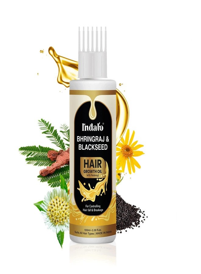 Indalo Bhringraj & Blackseed Hair Growth Oil | Controlling Hair Fall & Breakage | Paraben Free, Silicone free & No Mineral Oil - 100ml - Image 1