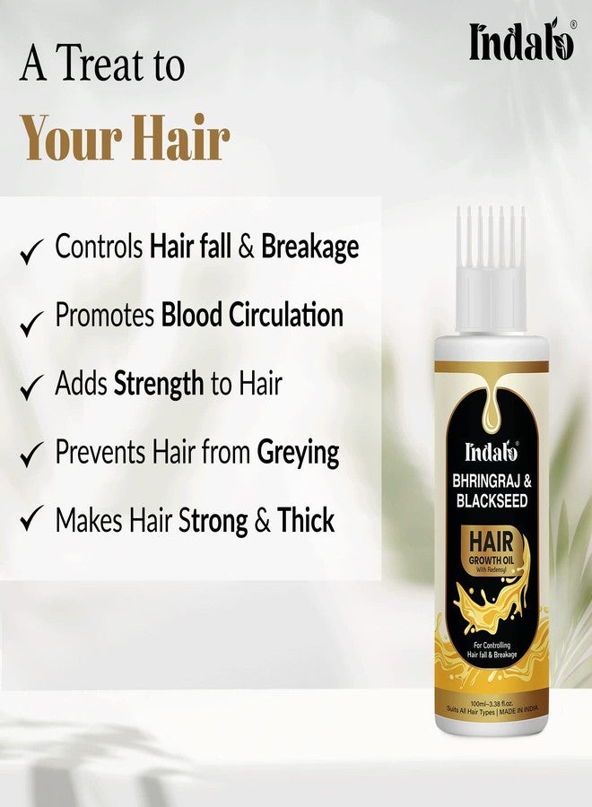 Indalo Bhringraj & Blackseed Hair Growth Oil | Controlling Hair Fall & Breakage | Paraben Free, Silicone free & No Mineral Oil - 100ml - Image 3