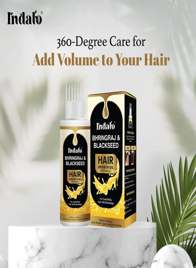 Indalo Bhringraj & Blackseed Hair Growth Oil | Controlling Hair Fall & Breakage | Paraben Free, Silicone free & No Mineral Oil - 100ml - Image 5