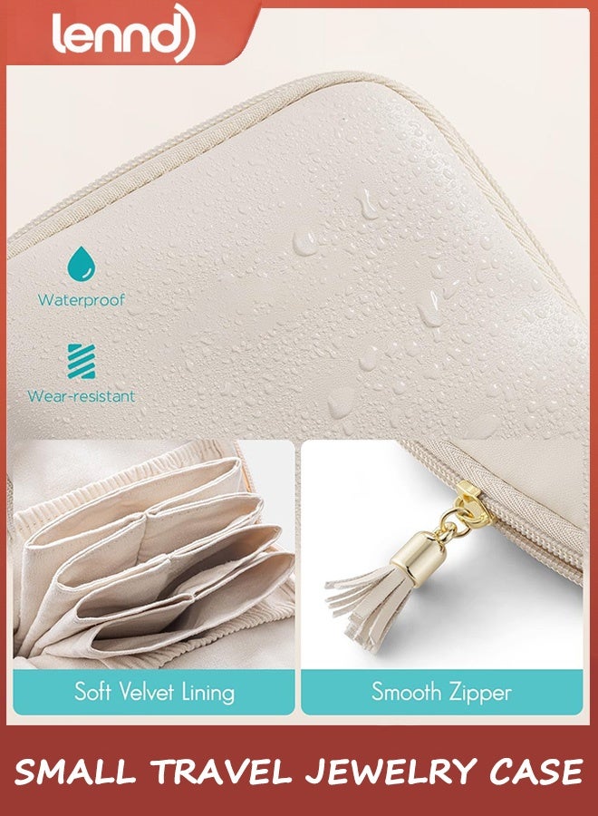 LENND Small Travel Jewelry Case,Travel Gifts for Women,Jewelry Pouch Bags with Zipper,Velvet Jewelry Organizer Storage Bag for Bracelet Rings Earring - Image 5