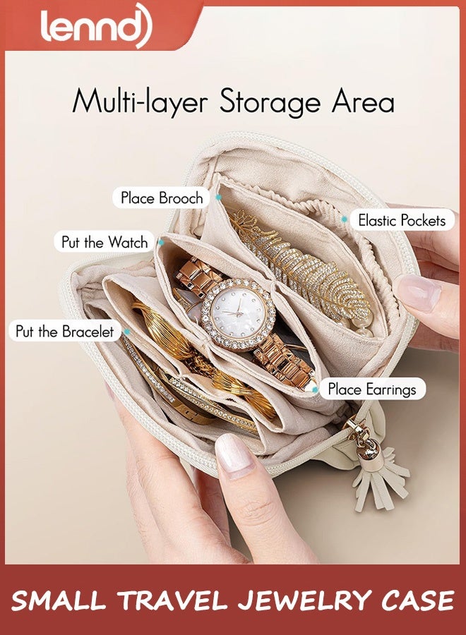 LENND Small Travel Jewelry Case,Travel Gifts for Women,Jewelry Pouch Bags with Zipper,Velvet Jewelry Organizer Storage Bag for Bracelet Rings Earring - Image 4