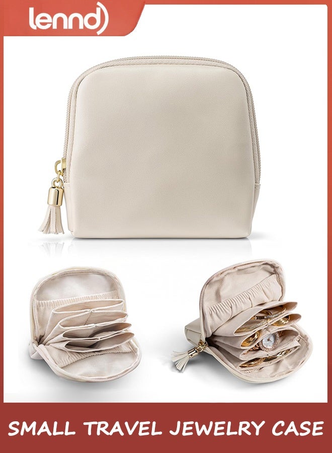 LENND Small Travel Jewelry Case,Travel Gifts for Women,Jewelry Pouch Bags with Zipper,Velvet Jewelry Organizer Storage Bag for Bracelet Rings Earring - Image 1