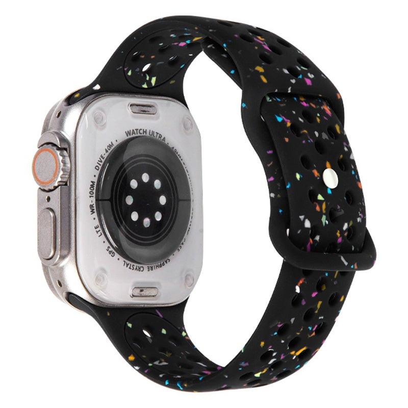 erorex For Apple Watch Se 40Mm Jelly Color Dots Liquid Silicone Watch Band(Black) - Image 1