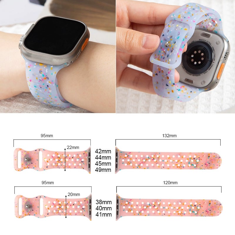 erorex For Apple Watch Se 40Mm Jelly Color Dots Liquid Silicone Watch Band(Black) - Image 3