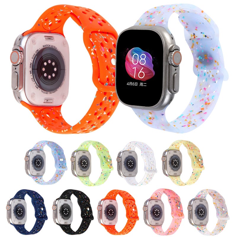 erorex For Apple Watch Se 40Mm Jelly Color Dots Liquid Silicone Watch Band(Black) - Image 2