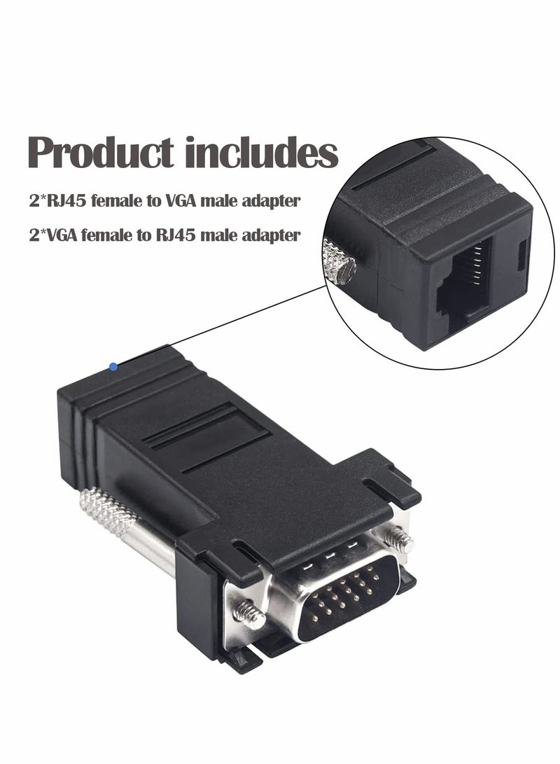 Excefore VGA Extender Over Ethernet Adapter, VGA 15 Pin Male to RJ45 CAT5 /CAT6 RJ45 Female Network Cable Extender Connector Adapter for Multimedia Video  - Image 2