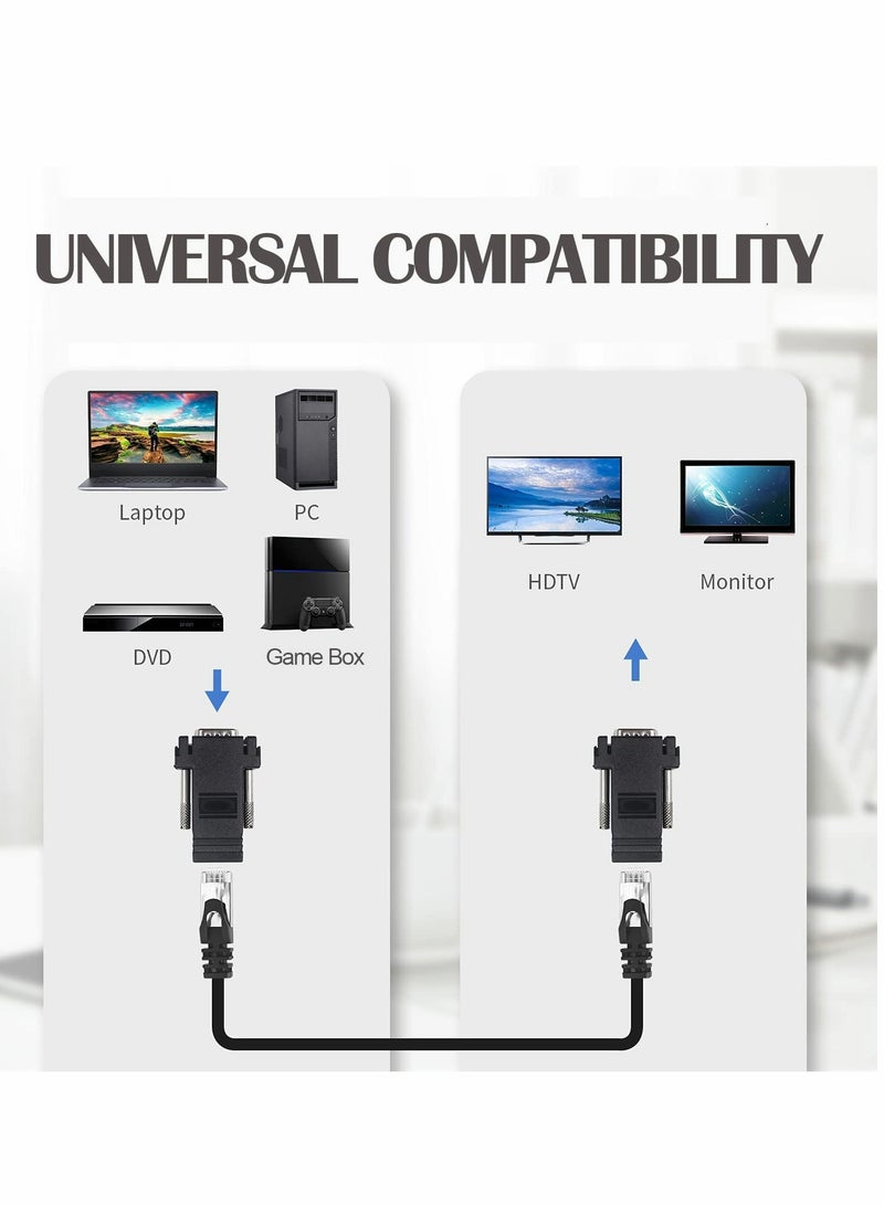 Excefore VGA Extender Over Ethernet Adapter, VGA 15 Pin Male to RJ45 CAT5 /CAT6 RJ45 Female Network Cable Extender Connector Adapter for Multimedia Video  - Image 4