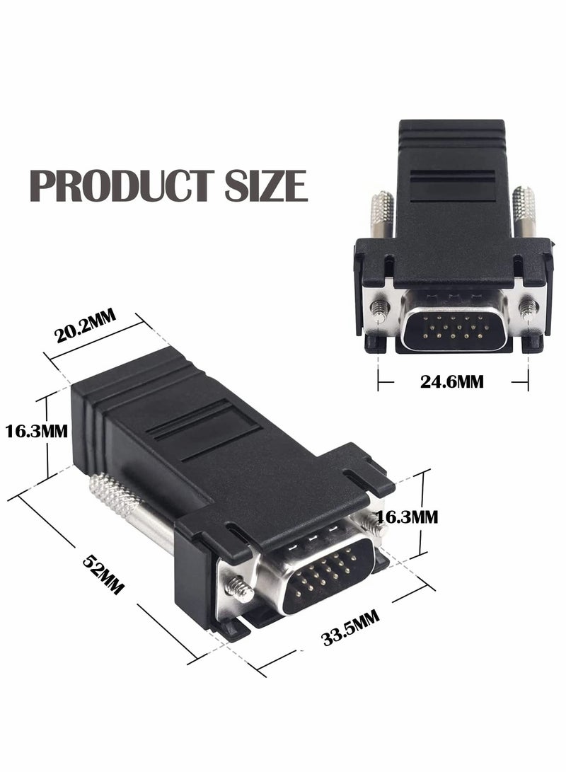 Excefore VGA Extender Over Ethernet Adapter, VGA 15 Pin Male to RJ45 CAT5 /CAT6 RJ45 Female Network Cable Extender Connector Adapter for Multimedia Video  - Image 5