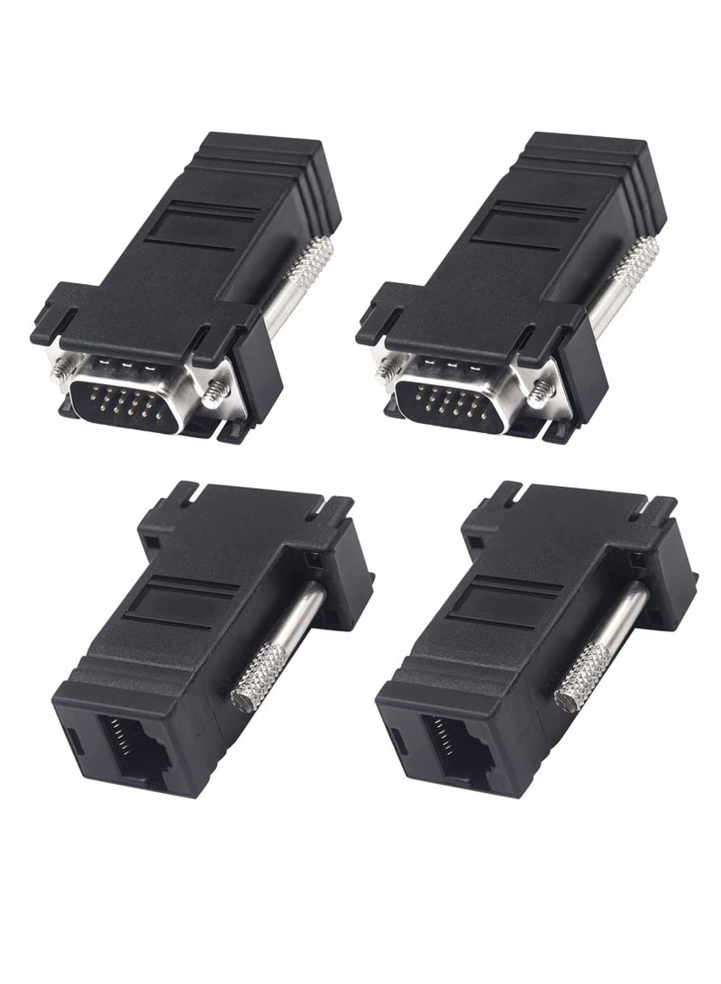 Excefore VGA Extender Over Ethernet Adapter, VGA 15 Pin Male to RJ45 CAT5 /CAT6 RJ45 Female Network Cable Extender Connector Adapter for Multimedia Video  - Image 1