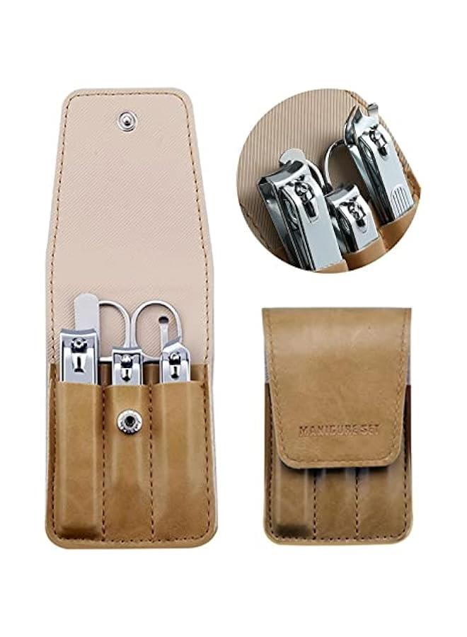 6-Piece Nail Clipper Set with Stainless Steel Fingernail and Toenail Clippers in Beige PU Leather Case - Ideal Gift Ideas - Image 1