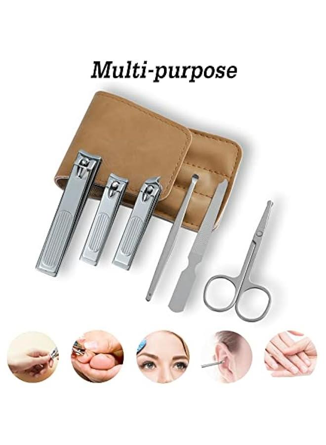 6-Piece Nail Clipper Set with Stainless Steel Fingernail and Toenail Clippers in Beige PU Leather Case - Ideal Gift Ideas - Image 2