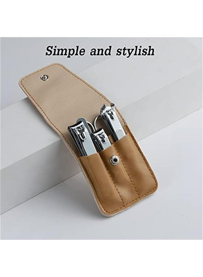6-Piece Nail Clipper Set with Stainless Steel Fingernail and Toenail Clippers in Beige PU Leather Case - Ideal Gift Ideas - Image 4