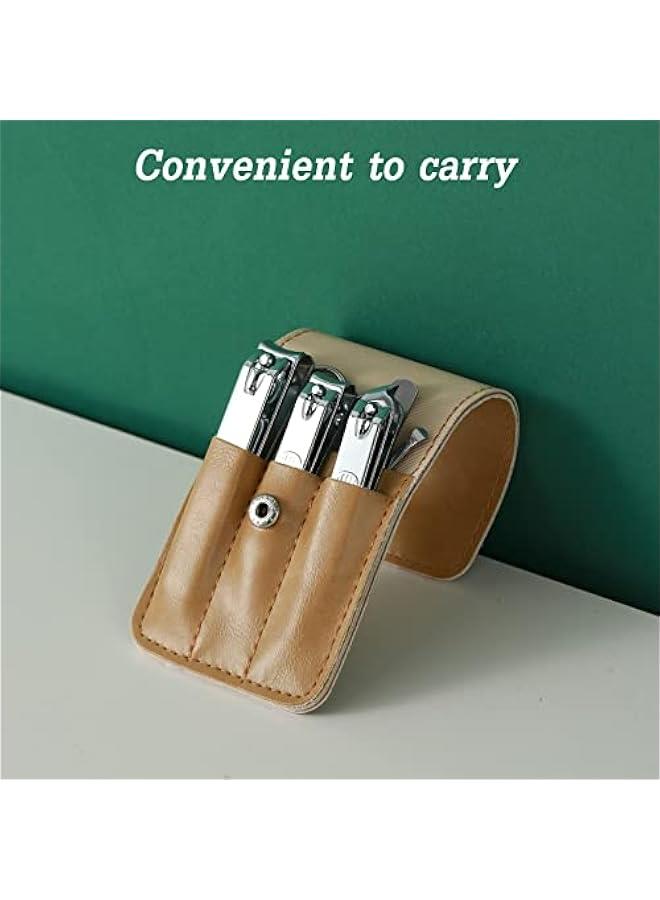 6-Piece Nail Clipper Set with Stainless Steel Fingernail and Toenail Clippers in Beige PU Leather Case - Ideal Gift Ideas - Image 5