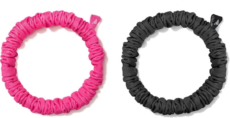 Adidas Thin Hair Scrunchies - Black and Lucid Pink - Image 1