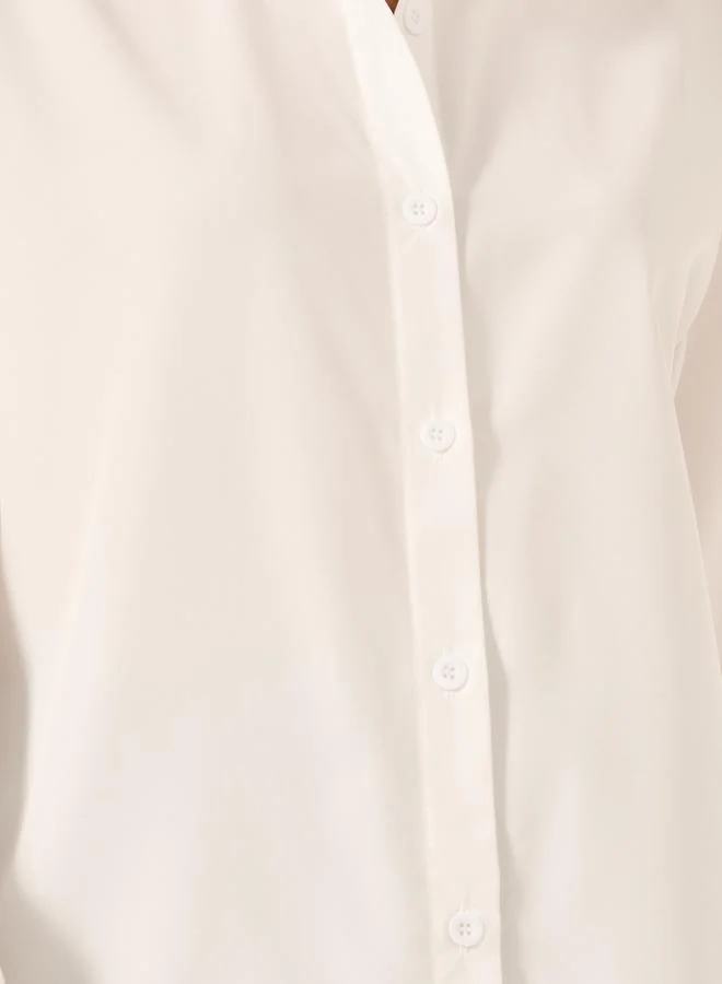 تايك تو قميص بأزرار بأكمام طويلة بلون سادة