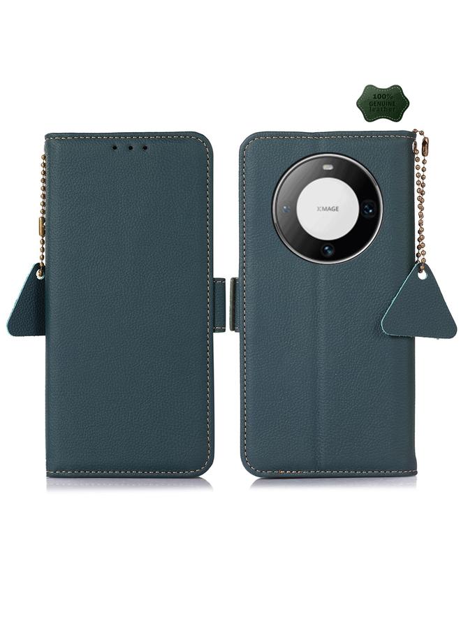 S-TOP Case For Huawei Mate 60 Pro Side-Magnetic TJ Genuine Leather RFID Phone Case - Image 1