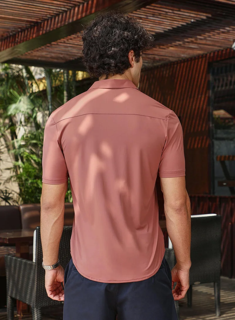 Campus Sutra Men's Sienna Brown Seamless Solid Shirt