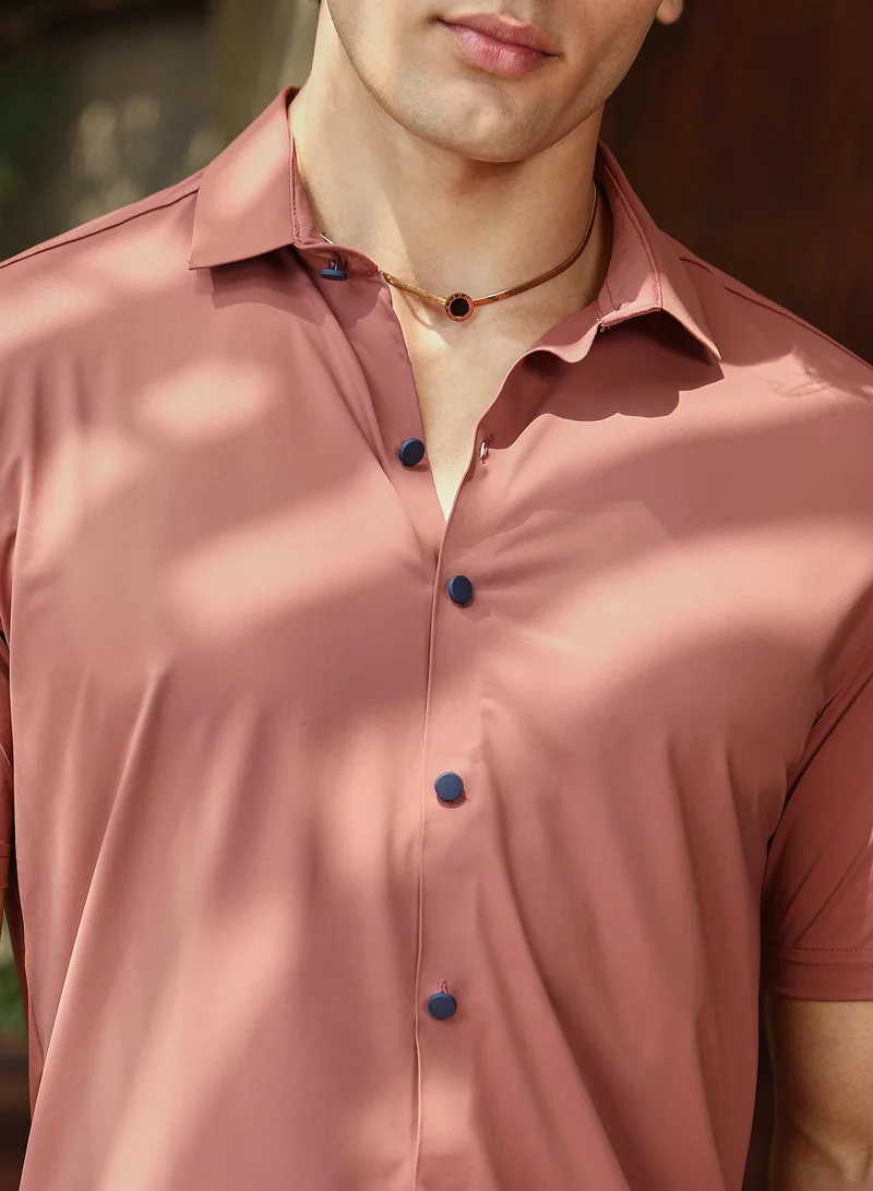 Campus Sutra Men's Sienna Brown Seamless Solid Shirt