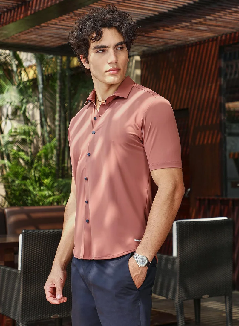 Campus Sutra Men's Sienna Brown Seamless Solid Shirt